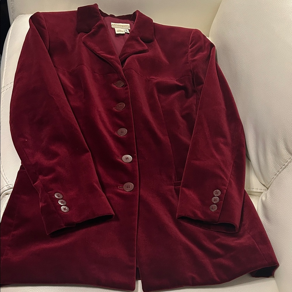 5. Coldwater Creek Deep Red Velvet Blazer